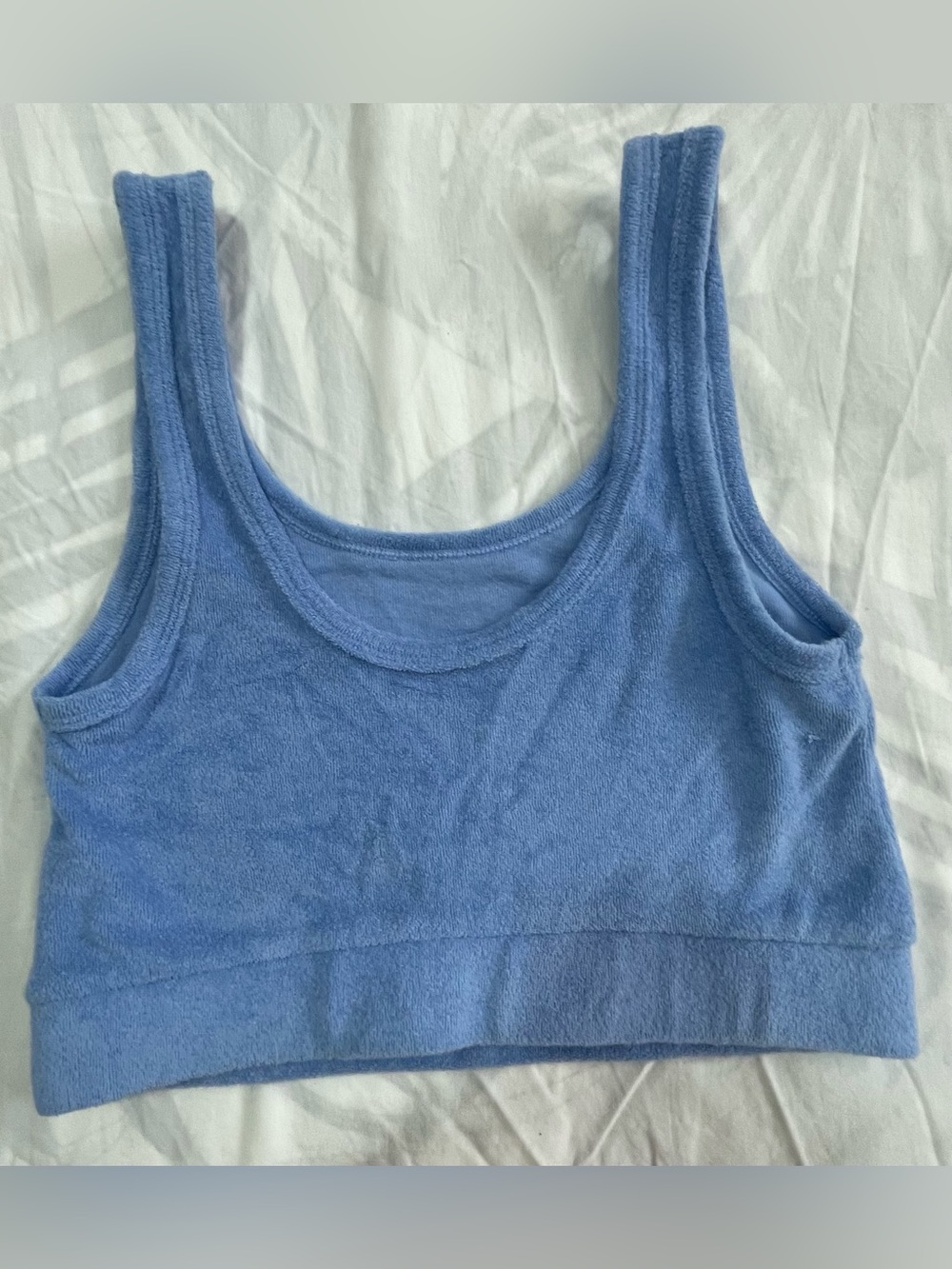 Sky Blue Terry Crop Tank Top